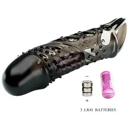 Насадка на пеніс Pretty Love Cecelia Vibro Penis Sleeve Black, 18.5 см (чорний) - мініатюра 4