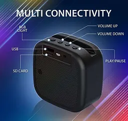 Колонка Bluetooth L011 портативна акустика з насиченим звуком FM-радіо та підтримкою USB microSD і AUX з RGB 5 Вт Чорний - мініатюра 3