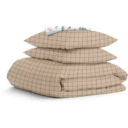 Комплект постільної білизни Cosas полуторний з простирадлом на резинці BEIGE GEOMETRY CS11 160 x 220 см (CellAshbeige_El-FoliageBirds_160)
