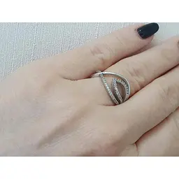 Срібне кільце Агні ОКТАВА з фіанітами. 1163/1Р-CZ 17,5 - мініатюра 2