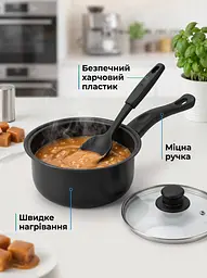 Набір кухонного посуду 13 в 1, каструля, сковорода з антипригарним покриттям та приладдям, чорний (26276257) - мініатюра 8