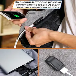 Рюкзак антизлодій Mark Ryden 5815 з відсіком для ноутбука до 15.6" та USB 18 л Grey (16244) - мініатюра 6