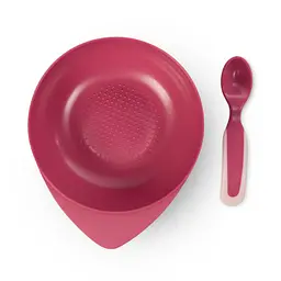 Мисочка Baboo, з кришкою та ложечкою, 6+ міс., рожева (9-027) - мініатюра 2