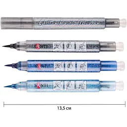 Набір маркерів акварельних Santi Glitter Brush Відтінки синього 3 шт. (390769) - мініатюра 3