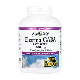 Амінокислота Natural Factors GABA (Гамма-аміномасляна кислота), 100 мг, Stress Relax, Pharma GABA, 1 (NFS-02838)