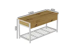 Банкетка з ящиком Ferrum-decor Дрейк 1 550x1000x400 метал Білий ДСП Дуб Артізан 16 мм (FRD-103057) - мініатюра 3