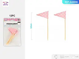 Прапорці на зубочистках рожеві 8.5 см 12 шт - мініатюра 2