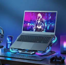 Охолоджувальна підставка для ноутбука 17 дюймів Ice Coorel Q-5 4xfans+Aluminum plate RGB LCD - мініатюра 8