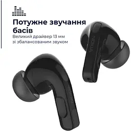 Навушники гарнітура бездротові Nokia Go Earbuds+ TWS-201 ENC Black 8Р00000142 - мініатюра 3