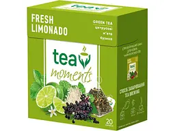 Чай фасований зелений TEA MOMENTS "Fresh Limonado" 1,8 г з м'ятою, бузиною та шмат.цитрусових 20 пакетиків