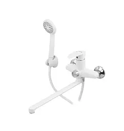 Змішувач для ванни Plamix Cezar-006 EURO SET White (з шлангом, лійкою та кронштейном) (PM0666) - мініатюра 2