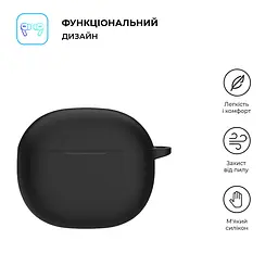 Силіконовий чохол для навушників Xiaomi Redmi Buds 4 Active, Hang Case, чорний, ультратонкий захисний кейс товщиною 2 мм, захист від подряпин, пилу та ударів, компактний, з карабіном для кріплення, ArmorStandart (ARM73538) - мініатюра 2