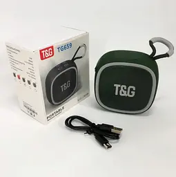 Портативна Bluetooth-колонка T&G TG659 бездротова переносна колонка з вологозахистом Зелений - мініатюра 4