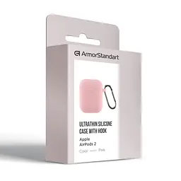 Силіконовий чохол для навушників Apple AirPods 2, Hang Case, рожевий, ультратонкий захисний кейс товщиною 2 мм, захист від подряпин, пилу та ударів, компактний, з карабіном для кріплення, ArmorStandart (ARM59688) - мініатюра 3