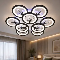 Стильна LED люстра Dasha 8135/6+3BK LED 3color чорна, з пультом і димером 64 см