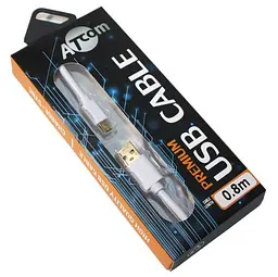 Кабель USB 2.0 AM - miniUSB (5P), 0.8 м, білий, Atcom Premium (17295)