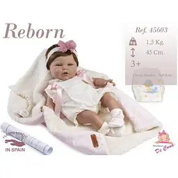 Лялька Reborn Munecas De Cuna Magdalena з рожевою пов'язкою 45 см (45603)