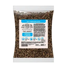 Сухий корм Home Food для дорослих котів Курочка з рибкою CAT ADULT Для стерильних 400 г