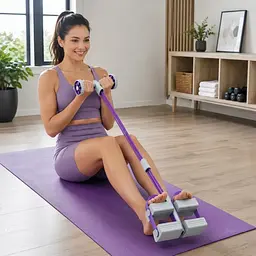 Фитнес эспандер 3 в 1 для тренировок Pedal Puller з роликом 52 х 25 х 7,5 см 4 посилені трубки - мініатюра 9