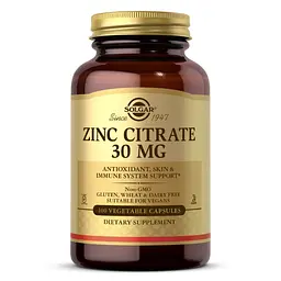 Вітаміни та мінерали Solgar Zinc Citrate 30 mg, 100 вегакапсул