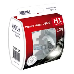 Галогенова лампа Brevia H1 12V 55W P14.5s Power Ultra +60% S2(12010PUS)