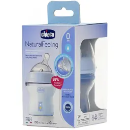 Пляшечка для годування Chicco Natural Feeling Color 150 мл 0 м + Блакитна (81311.20) - мініатюра 9