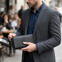 Стильний чоловічий клатч на два відділення із натуральної шкіри ST Leather 22700 чорний - мініатюра 2