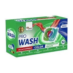 Капсули для прання Pro Wash All in 1 Color Ароматерапія 32 шт. (4262396144676)