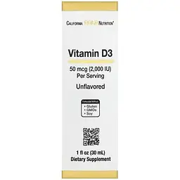 Вітамін D3 California Gold Nutrition 50 мкг без смаку 30 мл - мініатюра 3