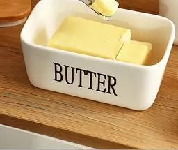 Маслянка керамічна біла з бамбуковою кришкою та ножем Butter 600 мл - мініатюра 6