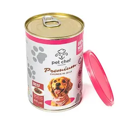 Вологий корм для дорослих собак Pet Chef, шматочки в желе з яловичиною 415 г - мініатюра 3