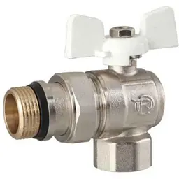 Кран кульовий з американкою Reiger 1/2" кутовий білий метелик