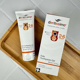 Зубна паста-гель Dentissimo Kids від 2 до 6 років (без фтору, смак карамелі) 50 мл - мініатюра 2
