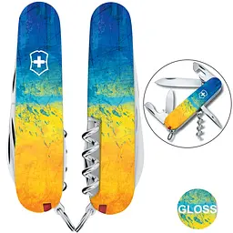 Ніж Victorinox Spartan Ukraine 91мм,12функ ,Жовто-синій малюнок