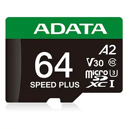 Карта пам'яті microSDXC (UHS-1 U3) A-DATA SPEED PLUS 64Gb Class 10 V30 A2 (R-160Mb/s W140Mb/s) (adapter SD) - мініатюра 3