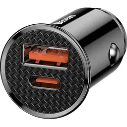 Автомобільний зарядний пристрій Baseus Circular Plastic PD3.0 QC 4.0 + 30W USB + Type-C black (CCALL-YS01) - мініатюра 2