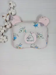 Дитяча ортопедична подушка 24×32 для новонароджених a.l.babybox Зайчик з мамою Рожевий