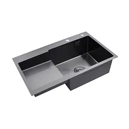 Кухонна мийка Kroner KRP Schwarze - 7848RHM PVD (3,0/1,0 мм) CV030024, Чорний - мініатюра 4