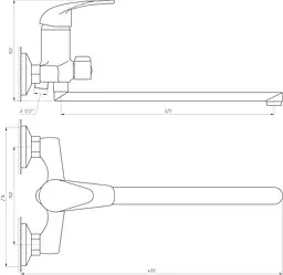 Змішувач для ванни EcoMix E-GEZ-208 Хром - мініатюра 2
