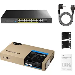 Комутатор Cudy GS1028EPS2, 24-Port Gigabit Light Managed PoE+ Switch with 2 SFP 300W (GS1028EPS2) - мініатюра 2
