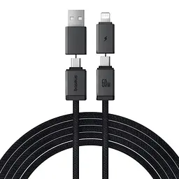 Дата кабель Baseus Versatile Two-for-Two USB/Type-C to Type-C/Lightning 60W (2m) (P10383000) Cluster Black