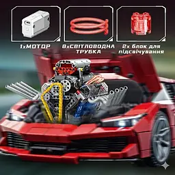 Конструктор двигун V8 акумуляторний мотор з додатком STEM конструктор двигуна внутрішнього згорання для дітей та дорослих, 655 деталей - мініатюра 6