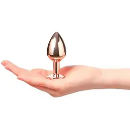 Металева анальна пробка Dorcel - Diamond Plug Rose Gold із прикрасою у вигляді кристалу M - мініатюра 3