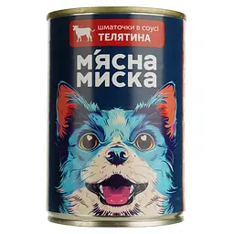Набір вологого корму для собак М'ясна миска, шматочки в соусі з телятиною 8 шт x 415 г - мініатюра 3