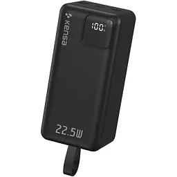 Потужний портативний PowerBank з дисплеєм 50000 mAh зовнішній акумулятор швидке заряджання з вбудованими кабелями 22.5W Чорний