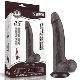 Фалоімітатор - Sliding-Skin Dual Layer Dong 8.5" Black #1