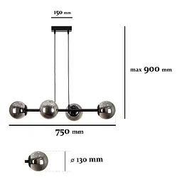 Люстра бульбашки Levistella 7529909-4 BK+BK - мініатюра 2