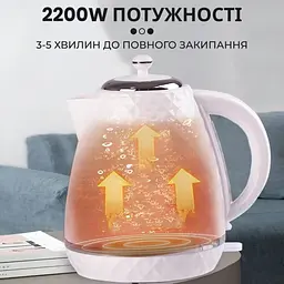 Електрочайник з обертанням на 360° Sokany SK-1032 безшумний дисковий 1.7 л 2200Вт Чорний - мініатюра 5