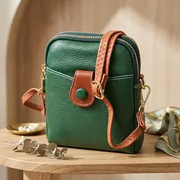 Невелика сумка трапеція для жінок з натуральної шкіри Vintage 22268 зелена