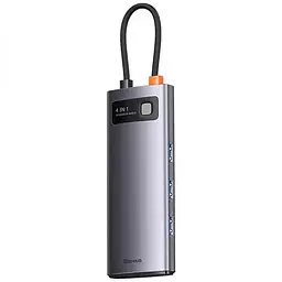 Перехідник HUB Metal Gleam Series 4-in-1 4xUSB3.0 (WKWG070013) Gray Baseus teh0030563